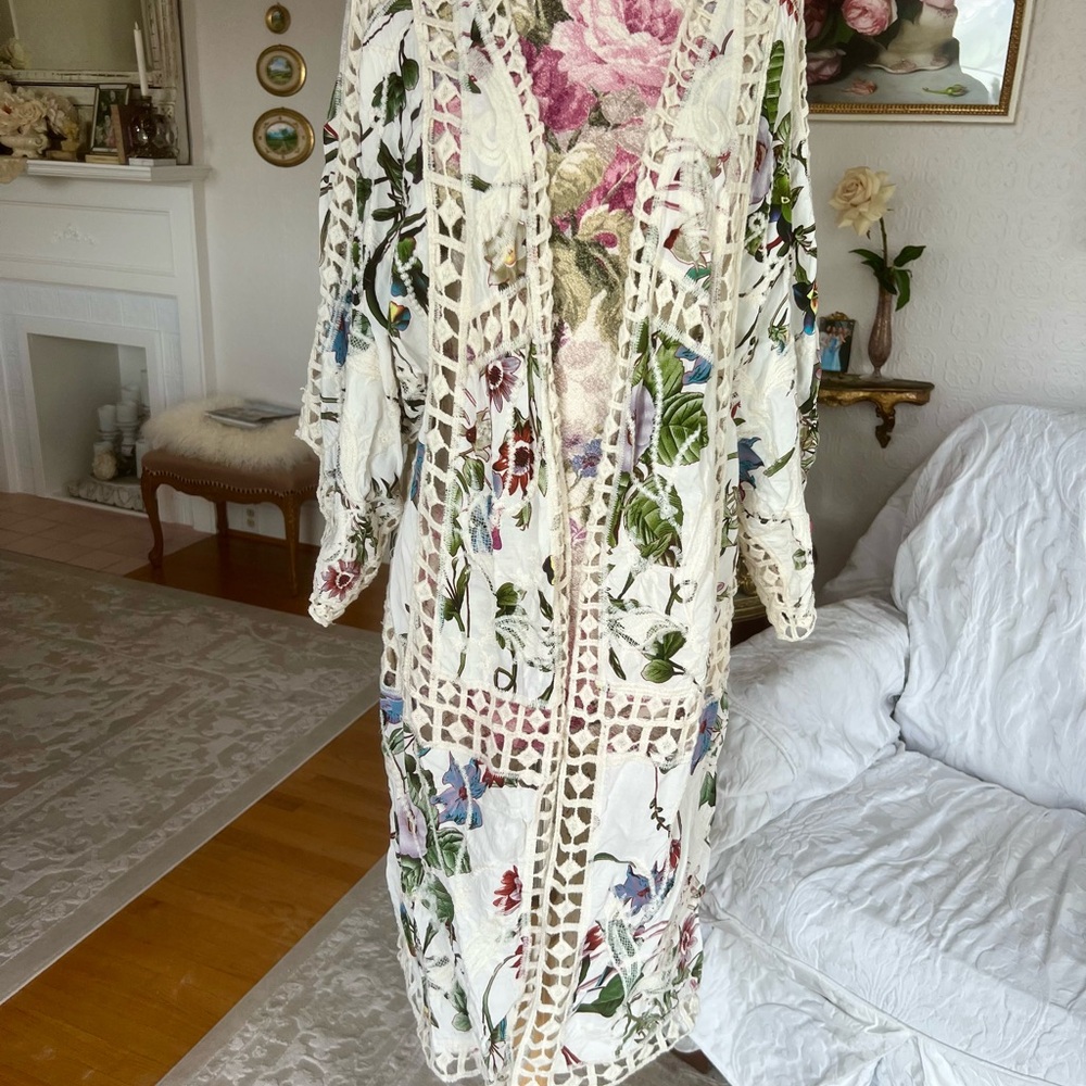 Anthropologie Floral Lace Kimono Cardigan one size